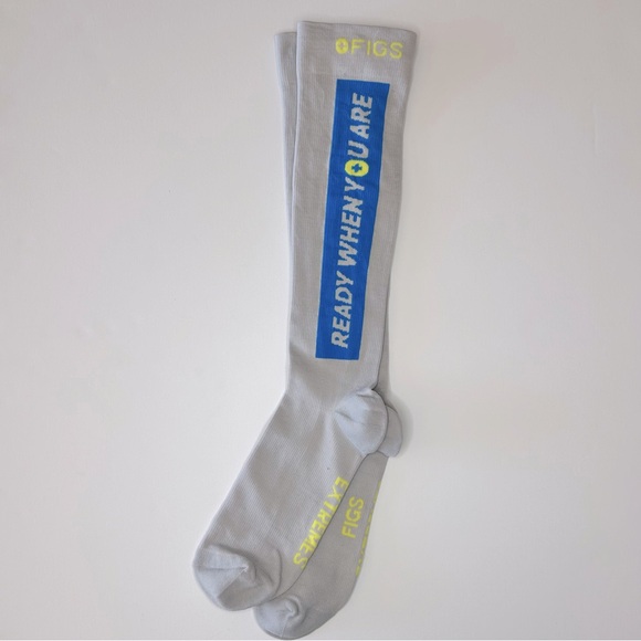 FIGS New EXTREMES Compression Socks READY WHEN YOU ARE Gray Blue Yellow Small - Picture 1 of 5